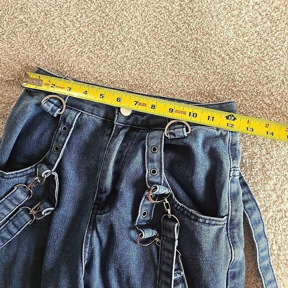Romwe Juniors Denim Jean Straps Buckles Sz XS (2) Streetwear Grunge Skater - Picture 9 of 14